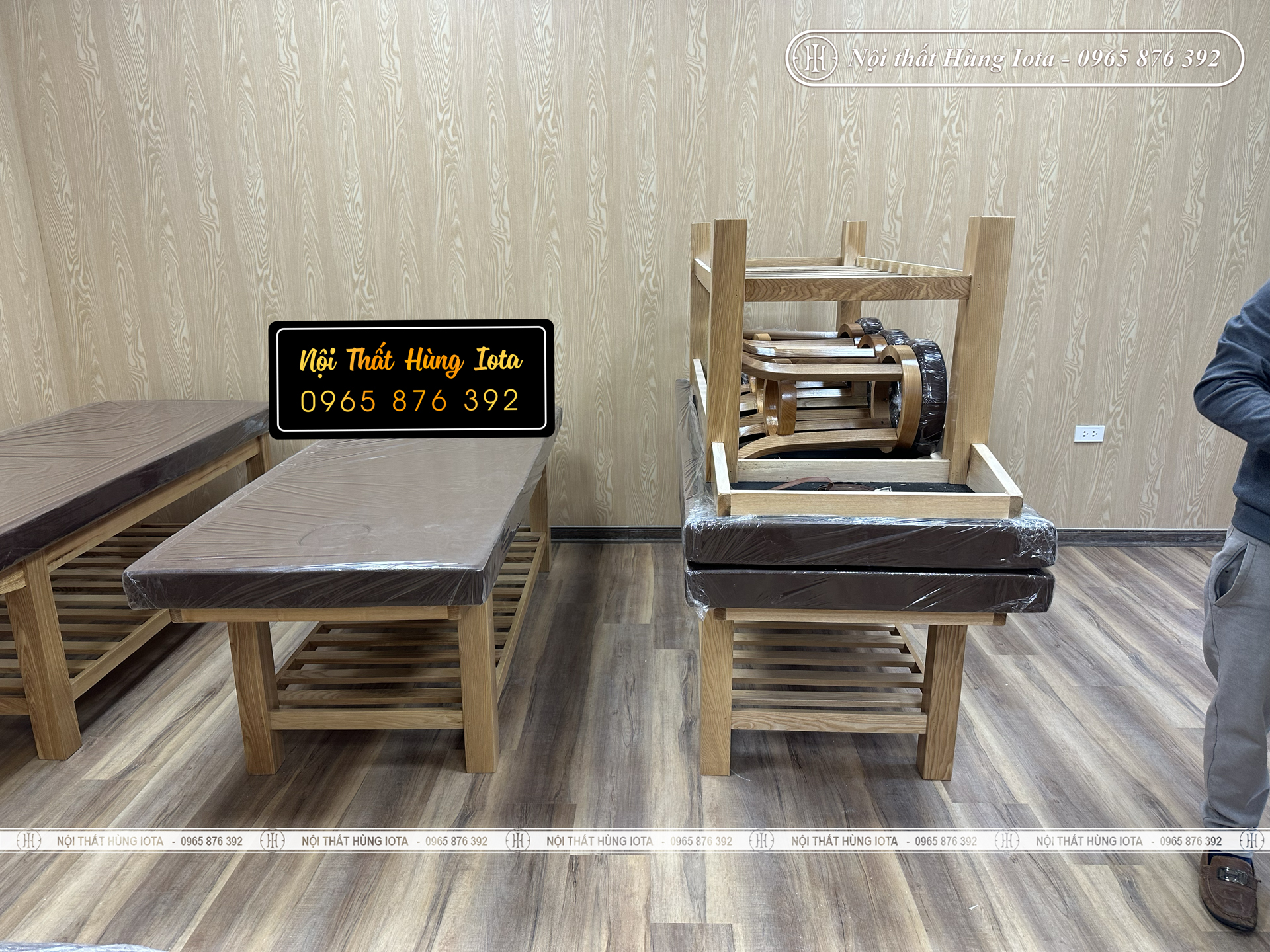 Lắp đặt giường gỗ phòng khám cho BV Phục Hồi Chức Năng ở Thanh Xuân