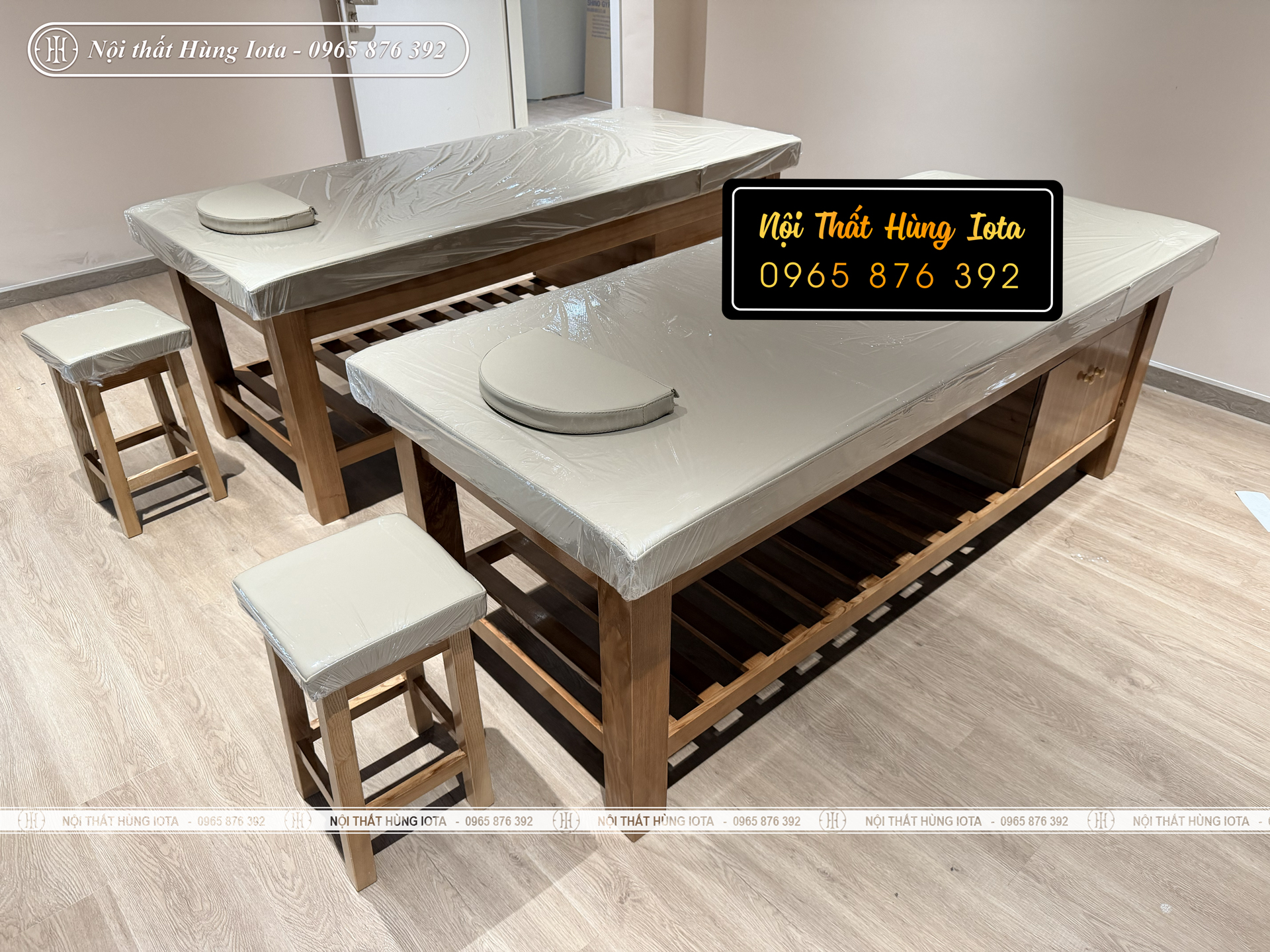 Giường spa có tủ gỗ cho phòng gym Topgun ở Startlake Tây Hồ
