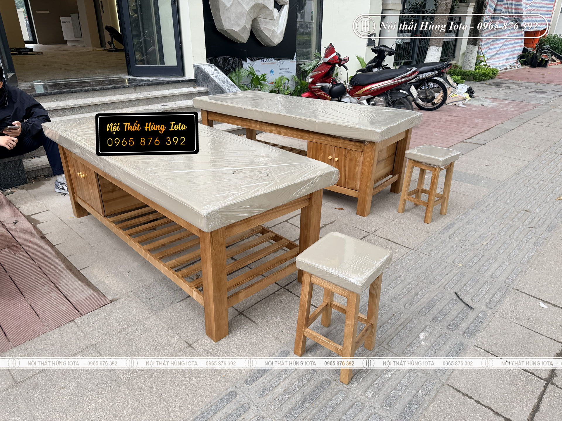 Giường spa phòng tập gym gỗ sồi cao cấp