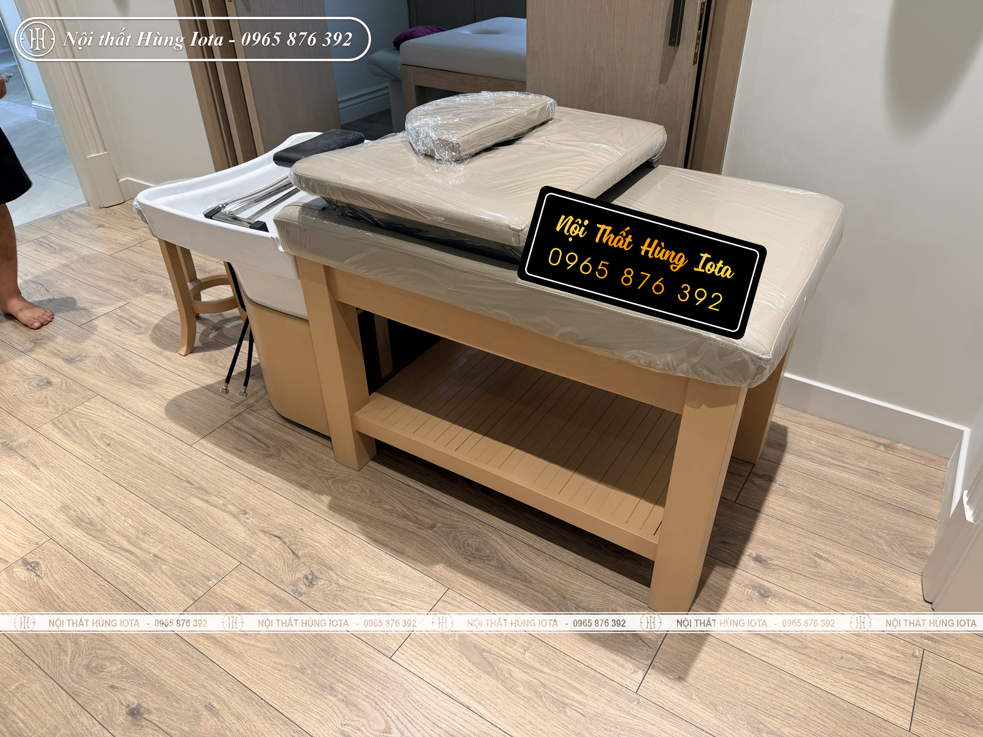 Lắp đặt giường gội đầu gia đình đệm mềm ở Long Biên