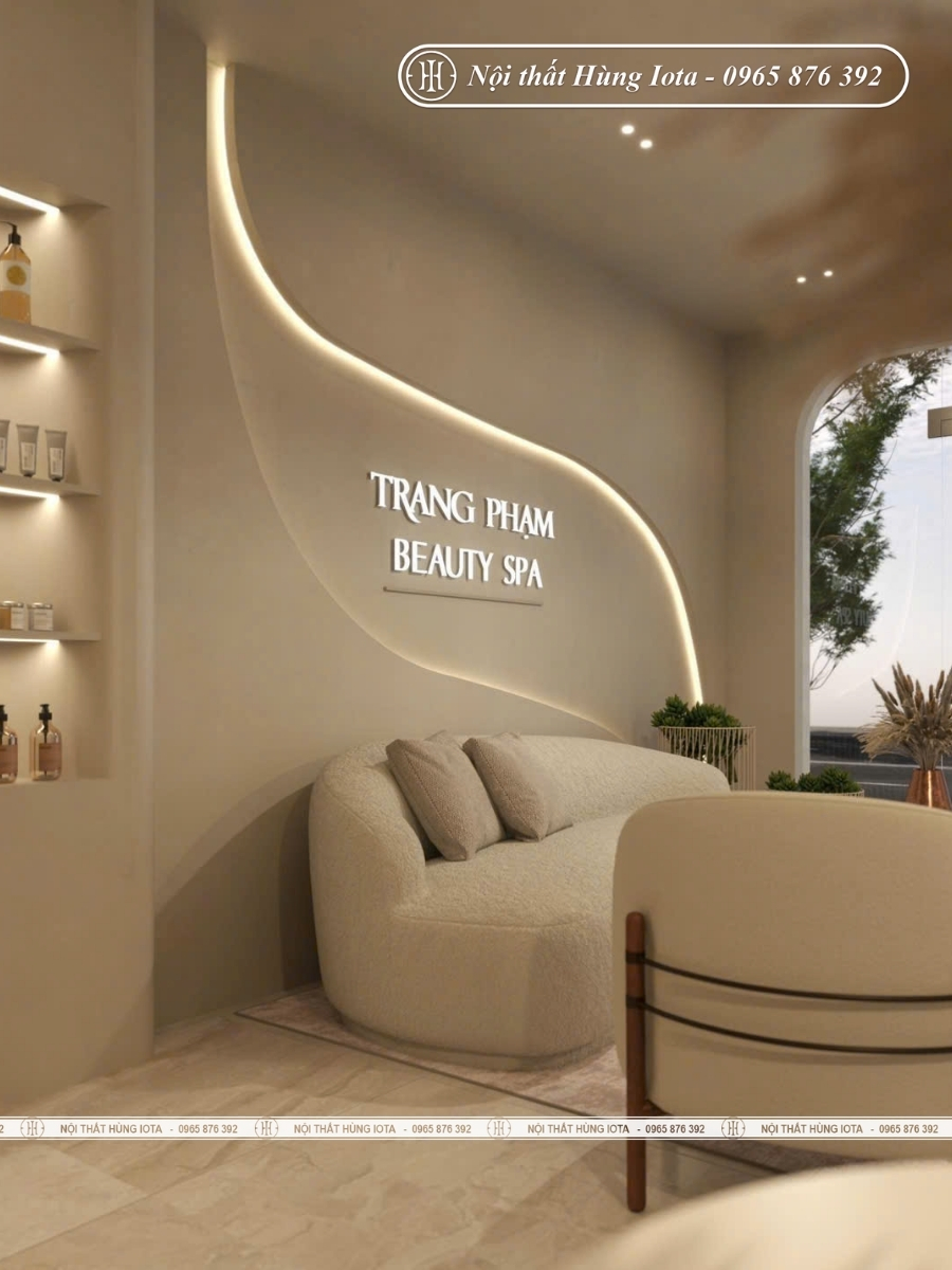 Sofa spa màu trắng kem