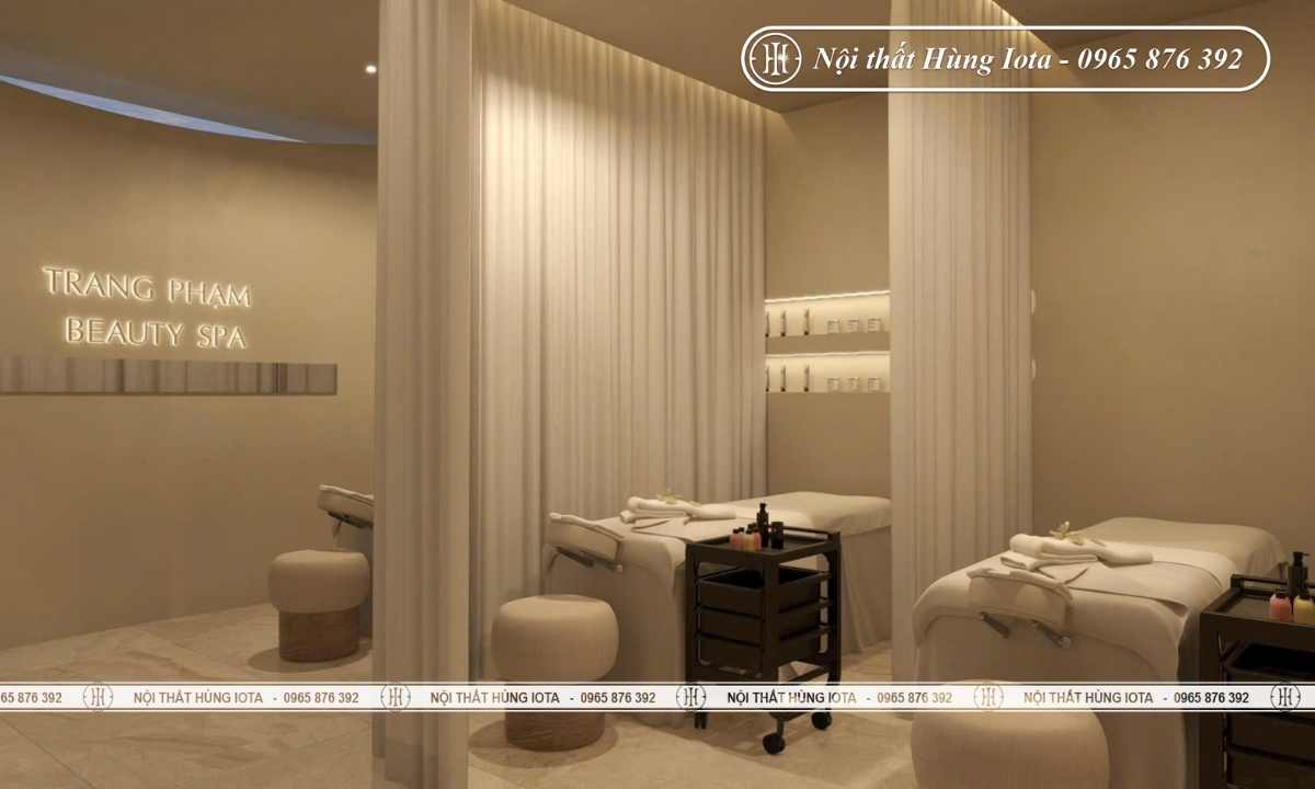 Thiết kế nội thất phòng spa màu trắng kem