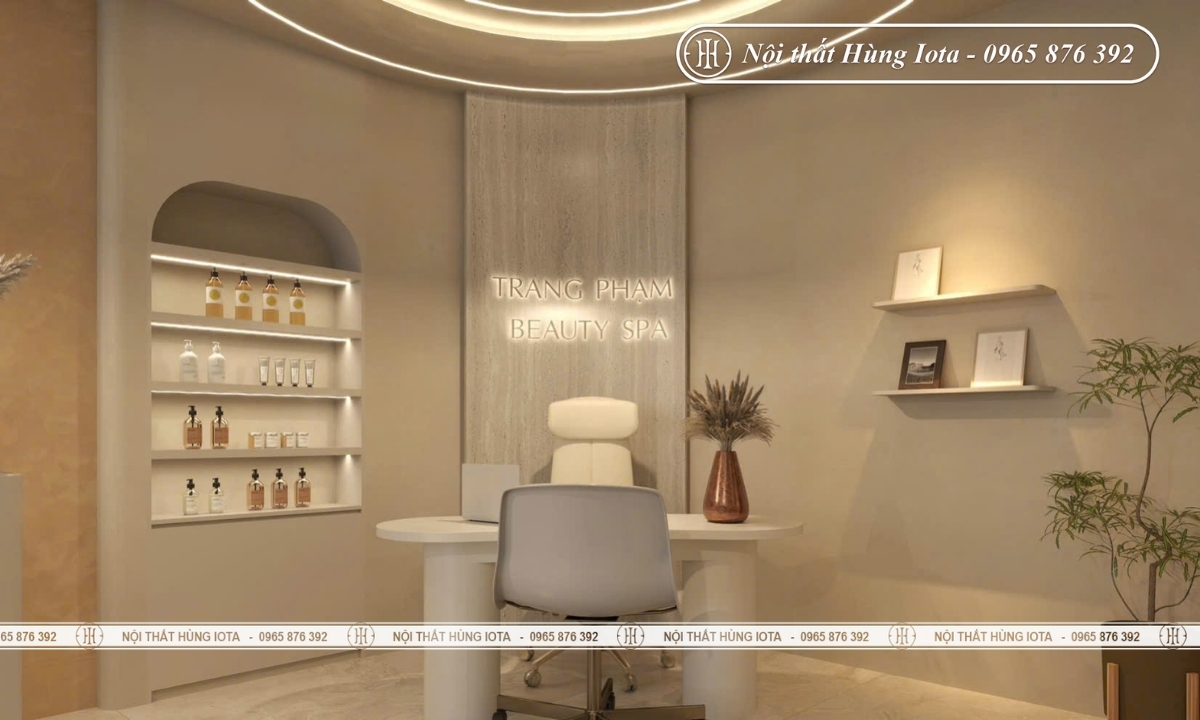 Thiết kế nội thất màu trắng kem cho Trang Phạm Beauty Spa