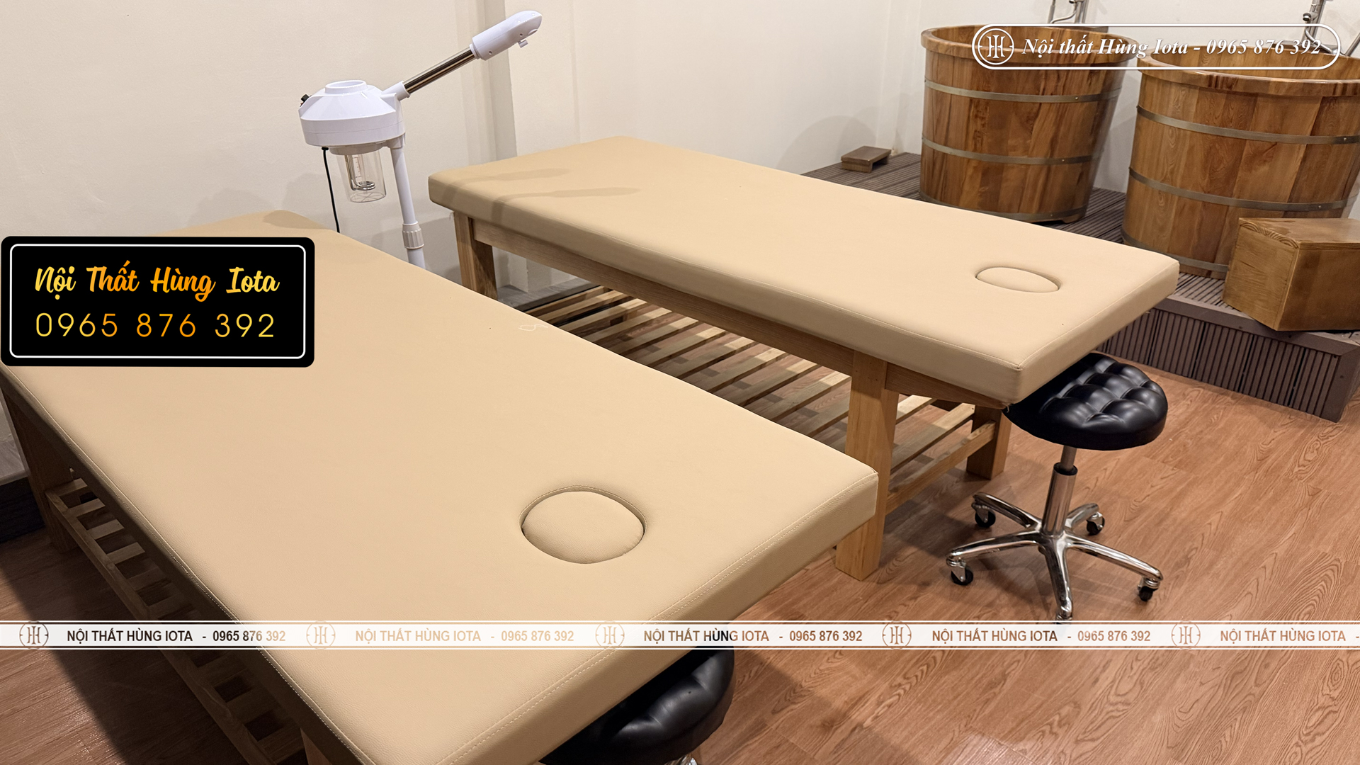 Giường massage body ở Hồ Tây màu gỗ