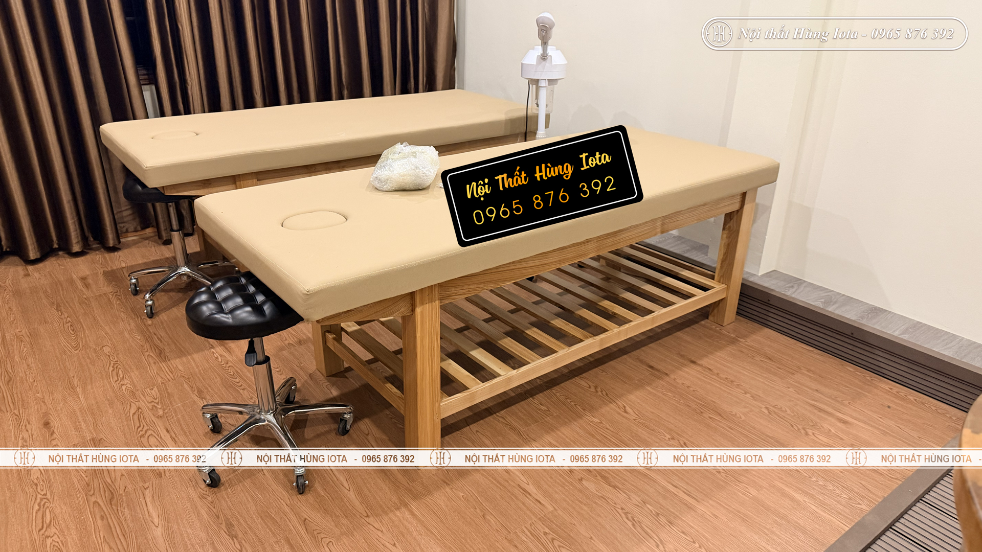 Giường spa gỗ sồi lắp đặt cho Hada ở Lạc Long Quân