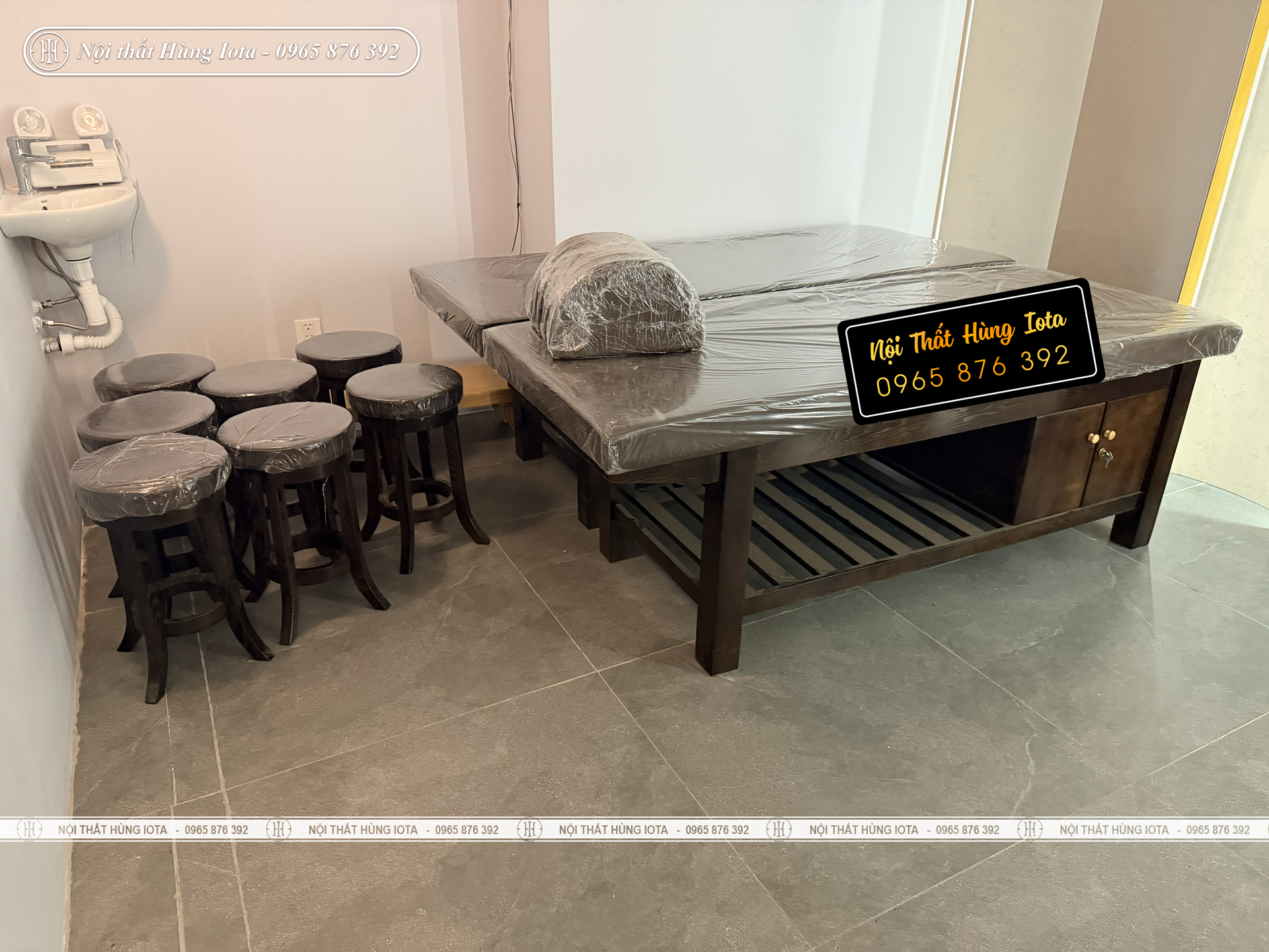 Giường spa khách sạn màu nâu sang trọng ở Lý Nam Đế