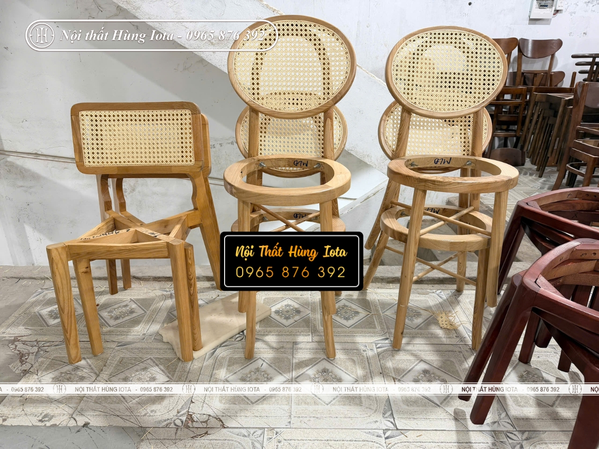 Xưởng gia công ghế mộc tựa mây