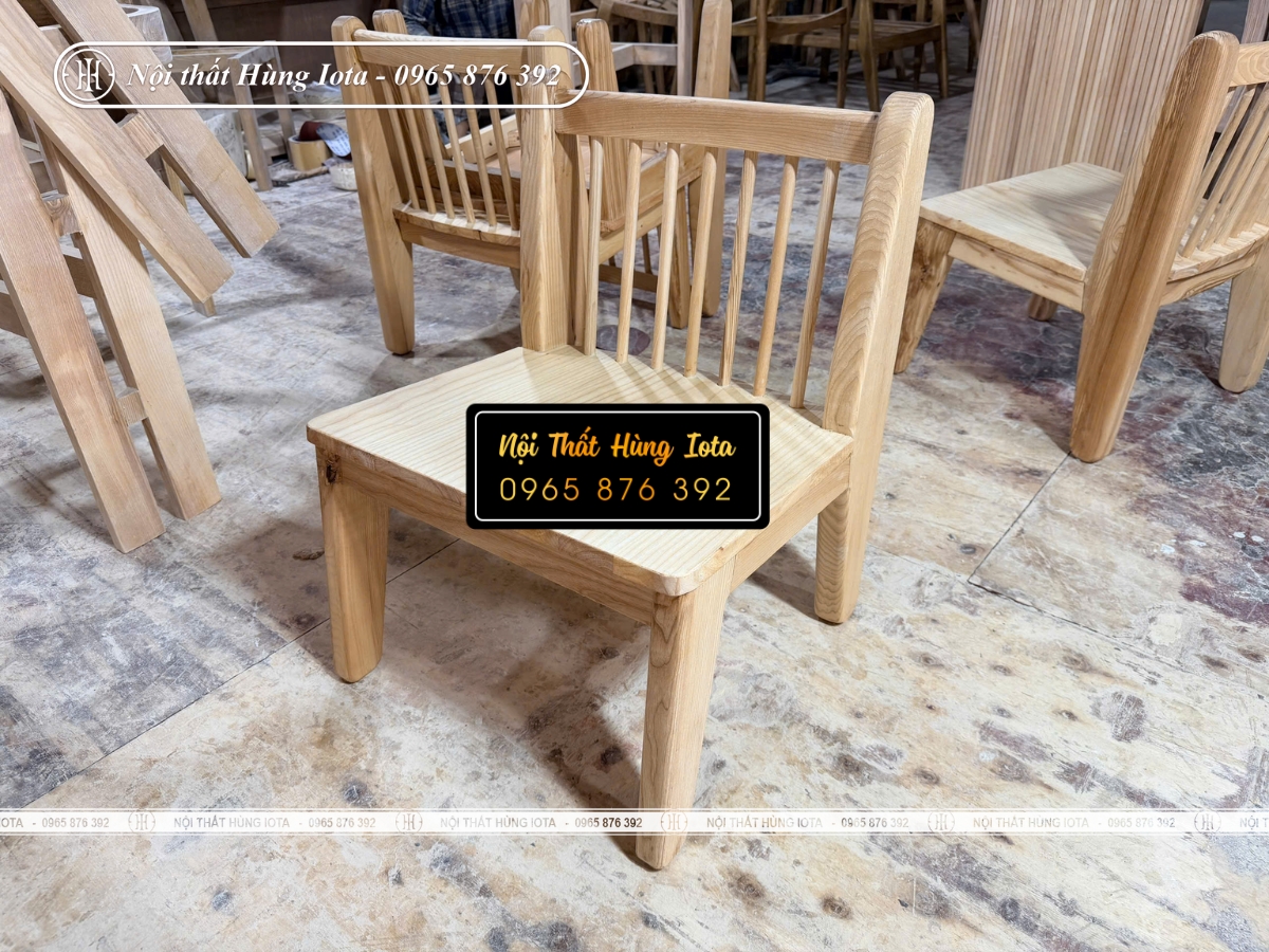 Xưởng sản xuất ghế gỗ thấp tựa nan decor