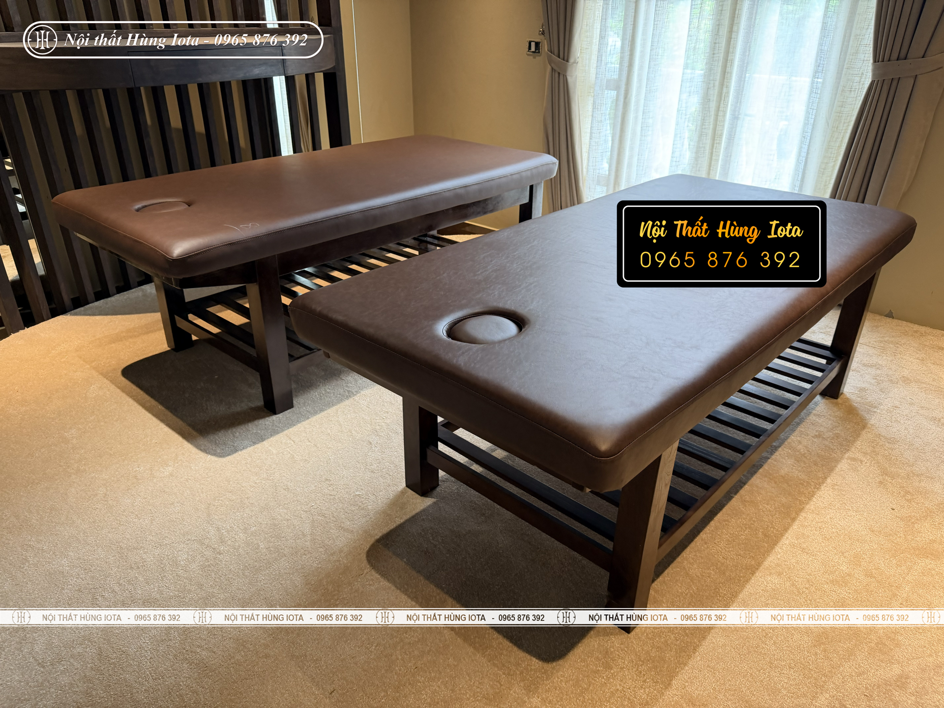 Giường massage body cao cấp ở Quảng Ninh màu nâu óc chó