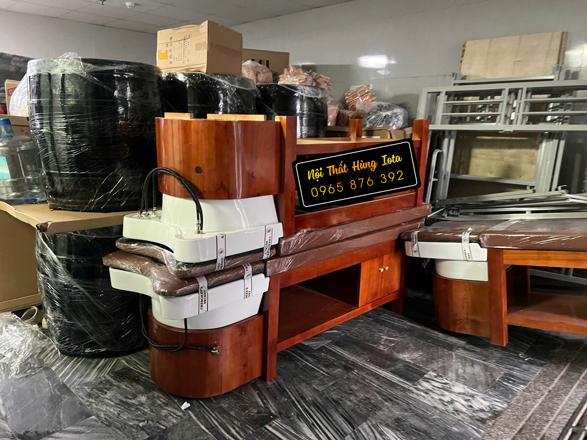 Lắp đặt giường gội đầu bồn sứ ở Cầu Giấy