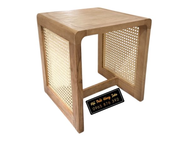 Đôn mây - Tab đầu giường mặt vuông màu gỗ
