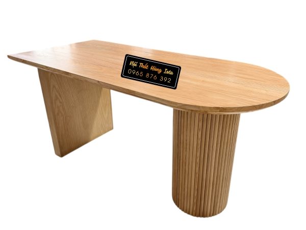 Bàn ăn chữ D màu gỗ tự nhiên